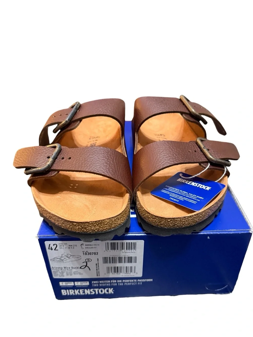 Birkenstock Arizona Wire Buckle Vintage Wood Roast Sandals EU 42 Regular Fit NIB